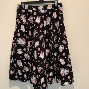 Hell Bunny cat print pin up midi skirt size medium